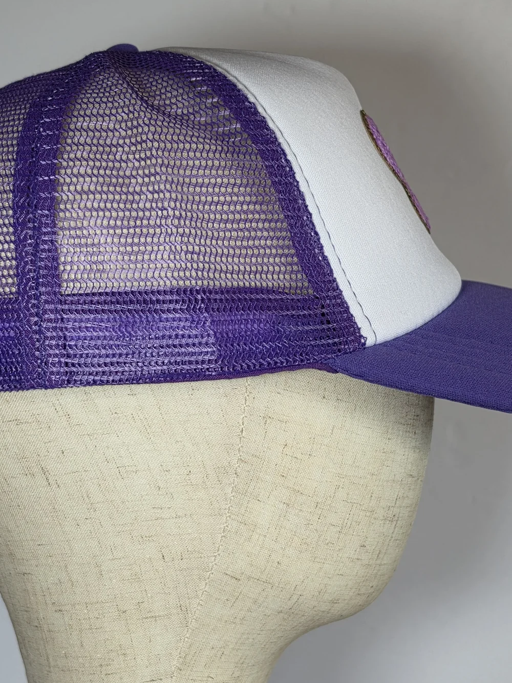 90s Inspired Woman's Purple and White Trucker Hat With Gold Glitter Accent